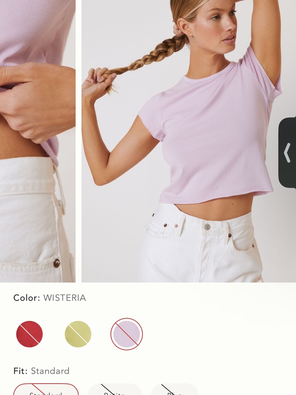 by Anthropologie Rolled Raw Edge Fitted Tee - Small - Wisteria
